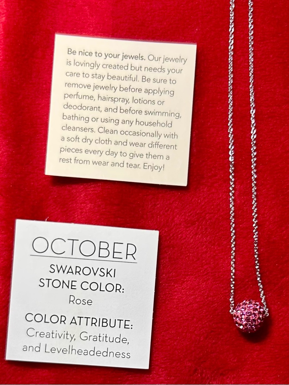 Swarovski Rose Pavé Pendant Necklace on Silver Chain